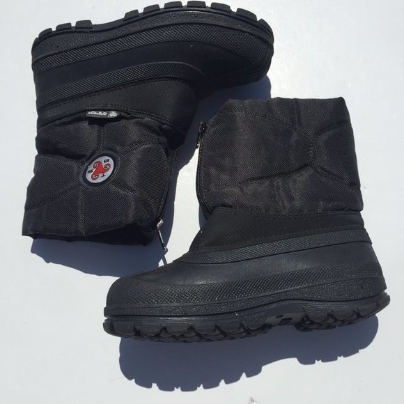 Emmevi Lord black snow boots, size 13/1 kids front zipper insulated, waterproof - Picture 2 of 7